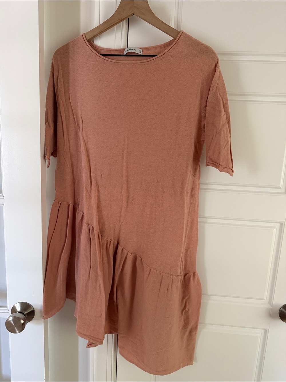 Zara Dusty Rose Asymmetric Ruffle-Hem Tunic